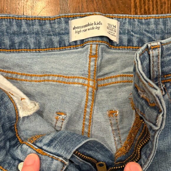 Abercrombie Kids High Rise Wide Leg Jeans Blue Size 13/14 - Picture 4 of 10
